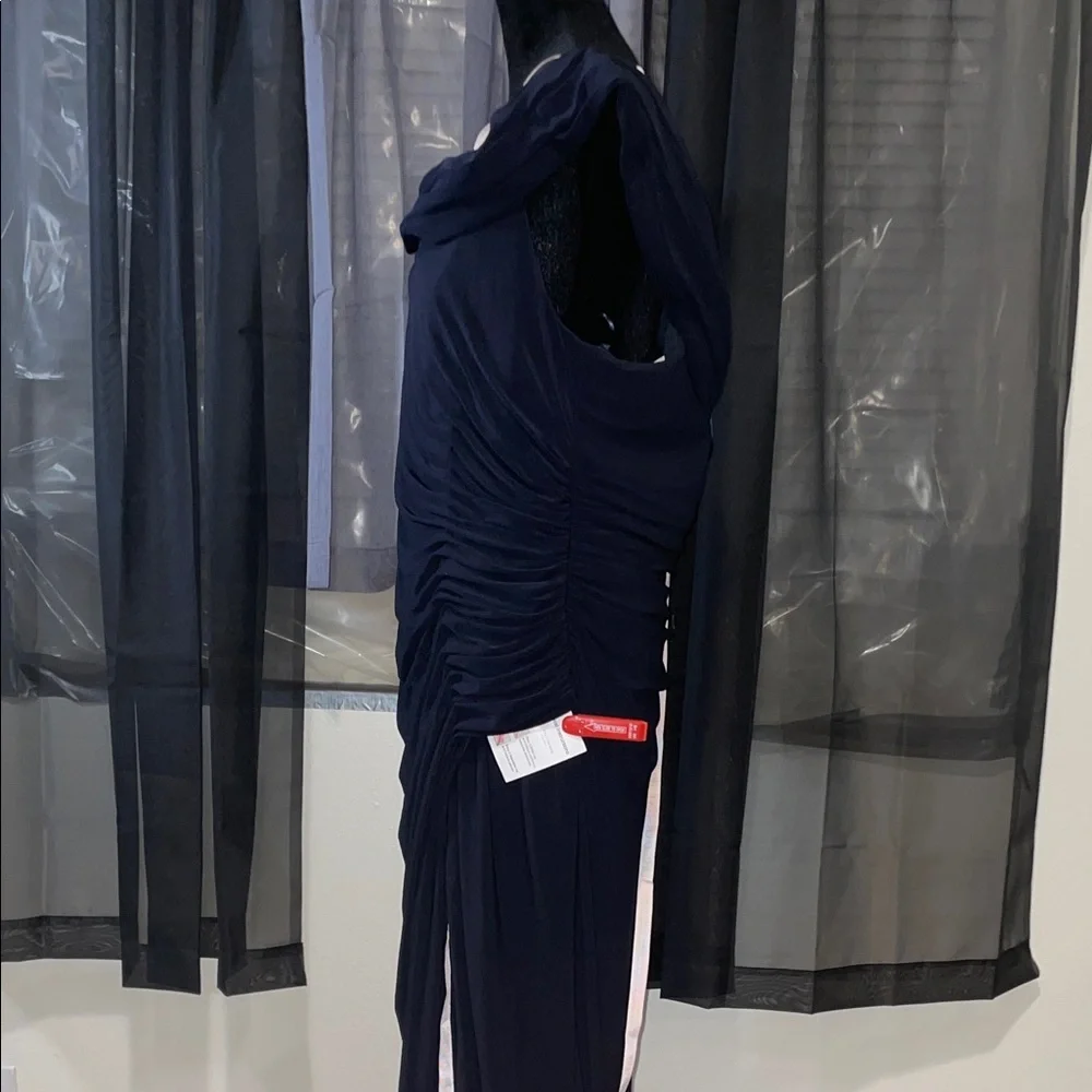 Mac Duggal Navy  Draped Wedding Dress